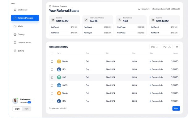 ReferTOEarn Dashboard Preview